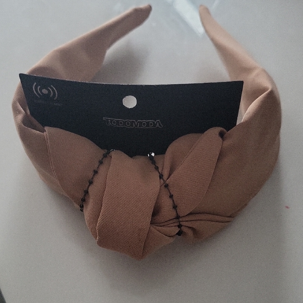Tan Headband Bow Made In Puerta Virrarta